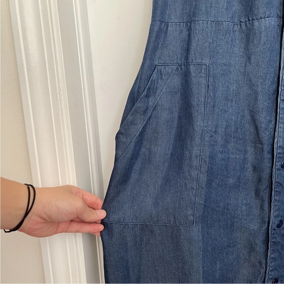 Laundry by Shelli Segal Chambray Shirt Dress Sz 8 Blue Button Front Pockets Belt - Picture 4 of 12
